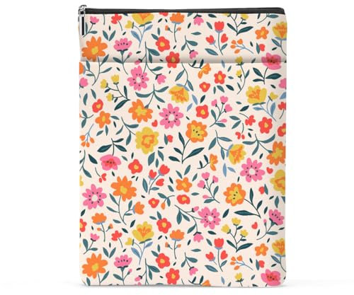 Book Sleeve Book Protector Book Pouch Book Lovers Gifts Bookish Gifts Bookcover with Zipper for Hardcover Paperback Washable Wildfloral Printed Gift Bag for Women Teacher Birthday, 22,6 x 30,5 cm