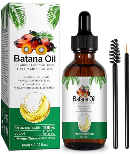 Batana-Öl für Haarwachstum, 60 ml, veganes verdicktes Serum, feuchtigkeitsspendend und stärkend für Frauen und Männer, Kopfhautbehandlung für schwaches und trockenes Haar (Batana Oil)