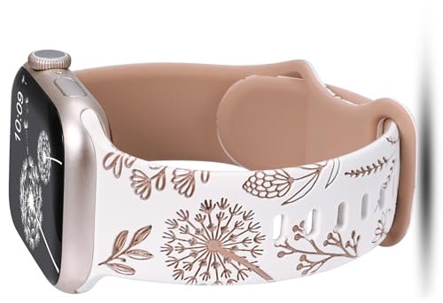 Wearlizer Floral Kompatibel mit Apple Watch Armband 41mm 40mm 42mm 38mm Damen, Silikon Strap für iWatch Serie 10 9 8 7 6 5 4 3 2 1 SE