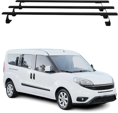 OMAC Dachträger für FIAT Doblo 2010-2021 Stahl 3 Stangen Schwarz | Heavy Duty Ausführung, Querträger, Grundträger