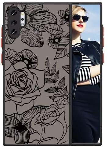 POUHYE Handyhülle für Samsung Galaxy Note 10+ / Note 10 Plus Hülle, Weiche Silikon Stoßfeste Schutzhülle Case, Matte durchsichtige PC Rückseite Volle Kamera Schutzabdeckung 3D Rose Muster Print Design