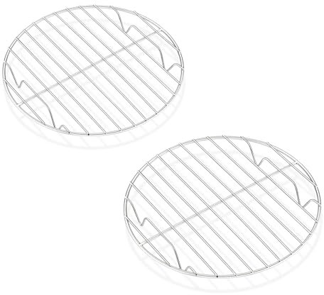 Onader Rund Abkühlgitter 2er Set, Edelstahl Kuchengitter Backgitter Set, Auskühlgitter zum Kühlen Backen Dämpfen, Rostfrei & Langlebig, Spülmaschinenfest - 19cm
