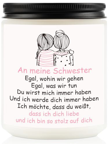 CadeauJoie Schwester Geschenk, Geschenke Für Schwester, Beste Geschenk für Schwester, 200g Lavendel Duftkerzen Im Glas Geschenk Schwester Geburtstag, Weihnachte