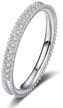 Whoiy Ehering Damen Weißgold 750, Hochzeitsring Half Eternity Echt Gold Halber Ewigkeit Ring für Frauen mit Lab Diamant 0.15ct, D, VVS1-VVS2, Gr. 52 (16.6)