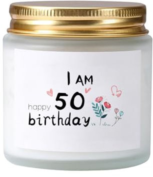 Bolosa 50. Geburtstag Frauen Duftkerzen im Glas Lavendel, 50 - Geschenk zum 50.Geburtstag, 50. Geburtstagsgeschenk für Frauen, Geburtstagsgeschenke für Mutti, Geburtstag Jubiläum(50 Geburtstag)