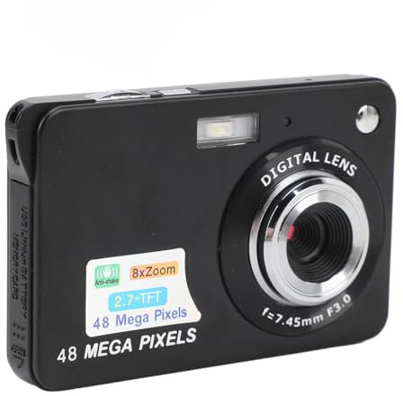 Fotocamera Digitale da 48 MP, Zoom Ottico 8x Fotocamera Vlog per Video Vlogging FHD 1080P, Schermo LCD da 2,7, Messa a Fuoco Automatica, Fotocamera Digitale Automatica per