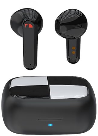 Nakamichi Clover Echtes kabelloses Stereo (TWS) Ohrhörer mit Bluetooth 5.3 Verbindung, niedrigere Latenz, Schnellladung, Touch-Steuerung und Ladeetui in Schwarz