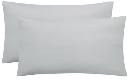 Aisbo Kissenbezug 40x60 2er Set - Kopfkissenbezug 40 x 60 Hellgrau mit Reißverschluss aus Mikrofaser, ÖKO-TEX Kissenhülle 40x60cm, Weich und Bügelfrei
