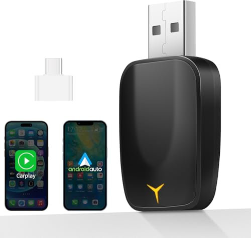 Adaptador Inalámbrico para CarPlay y Android Auto, 2 en 1 Stick para Convertir Android Auto/CarPlay con Cable a Inalámbrico, Apto para Coches con AA y CarPlay, Plug & Play, USB C/A, Mini y Estable