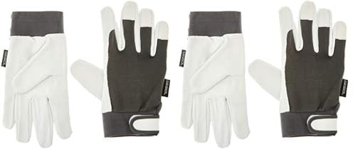 Arbeitshandschuh UNI FIT COMFORT | Größe 11 (XXL) | schwarz | Baustellenhandschuh aus Ziegen-Leder | 1 Paar (Packung mit 2)