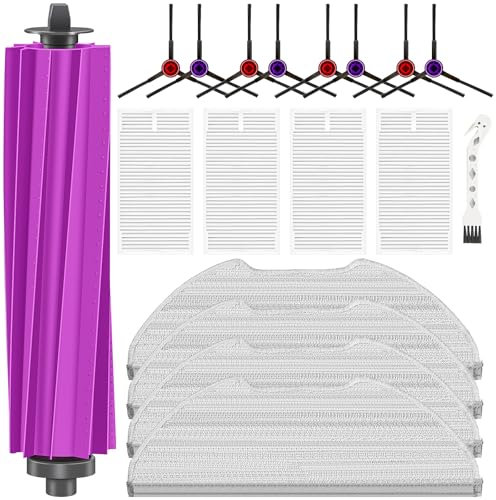 18 Pièces Accessoires pour L'aspirateur Robot Eureka E20 Plus, 1 Brosse Principale 4 Chiffon Nettoyage 4 Filtres HEPA 8 Brosses Latérales 1 Brosse de Nettoyage