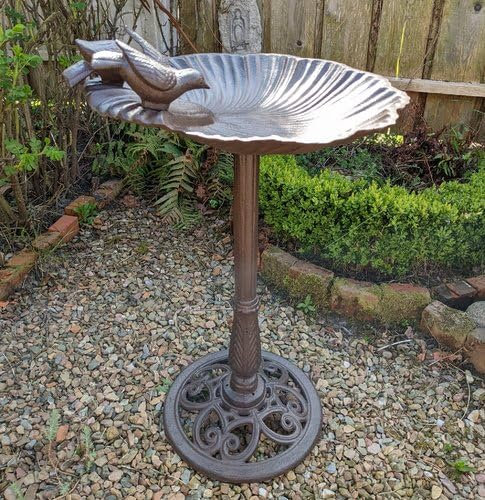 Grosse VOGELTRÄNKE VOGELBAD braun ANTIK Stil GARTENDEKO LANDHAUSSTIL GUSSEISEN NEU DR-1624