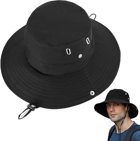 YUZHEDM Chapeau Homme Chapeau de Paille Homme Casquette Anti UV, Femme Large Bord Pliable Etanche, Bob, Randonnée Mesh Respirant, Chapeaux Cowboy Pêcheur pour Pêche, Chasse, Camping