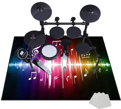 Professioneller Schlagzeugteppich, Schlagzeug Teppich, Schallschutzmatte, Drum Teppich, rutschfeste Trommel Teppiche, Quadratische Schallschutzdecke für E-Drum-Kits Bass Drum Snare 180 x 140 cm