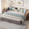 DAHUEN Schlafsofa 90/180x200 cm, Ausziehbett, 2-Sitzer Sofa mit Schlaffunktion, Sofabett Ausziehbar zum Doppelbett, Funktionsbett, Gästebett klappbar, Mit Lattenrost, Samtstoff (Grau, 90/180x200cm)