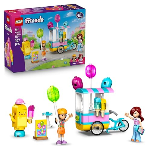 LEGO Friends EIS- und Luftballonstand - Spielzeugladen mit Fahrrad, 2 Mini Puppen, Spielzeug Lebensmittelzubehör & EIS-am-Stiel-Maskottchen - Geburtstagsgeschenk für Mädchen ab 6 Jahren - 42692