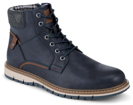 Pavers Lace Up Boots With Fabric Cuff - Navy Size 11