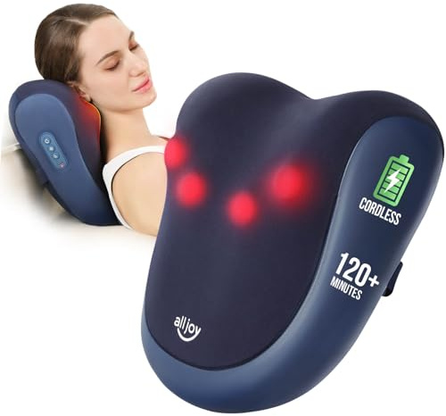 ALLJOY Masseur de nuque avec chaleur, appareil de massage Shiatsu 3D, coussin de massage pour le cou, les épaules, les maux de dos, cadeaux pour femmes et hommes