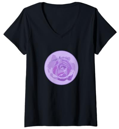 Femme Art Rose Pastel Violet – Graphique Floral esthétique élégant T-Shirt avec Col en V