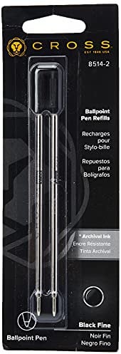 Cross 8514-2 Original Refill for Ballpoint Pen, Fine Point, Suitable for most Cross Ballpoint Pens, 2 Pack, Black
