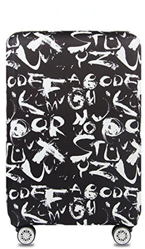 YianBestja Elastisch Kofferhülle Kofferschutzhülle Gepäck Cover Reisekoffer Hülle Koffer Schutzhülle Luggage Cover mit Reißverschluss (Alphabet Gekritzel, XL (29-32 Zoll))
