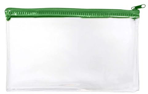 Janrax 8x5 inch Green Zip Clear Exam Pencil Case