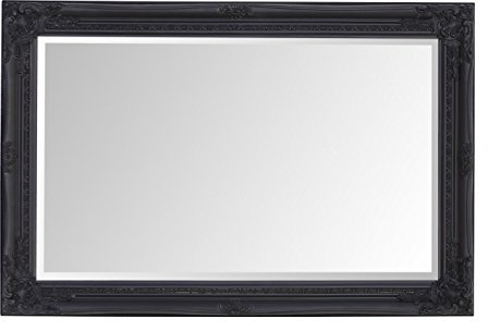 Select Mirrors Rhone Wall Mirror – French Vintage, Rococo Baroque Style, Chic Home Decor – 60cm x 90cm (2x3 ft) (Black Matt)