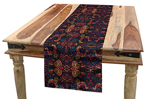 ABAKUHAUS orientalisch Tischläufer, Blumenglasmuster, Esszimmer Küche Rechteckiger Dekorativer Tischläufer, 40 x 225 cm, Aprikose Pink