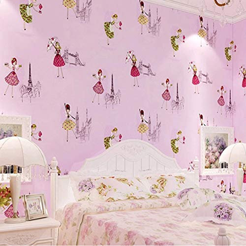 qunxun Moderne Karikatur Kinder Tapete Kinder Rolle Lila 3D Tapeten Ballett Mädchen Prinzessin Zimmer Schlafzimmer Tapeten10*0.53m