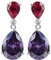 [RIVA CELEBOX] TRÄNE Gestochen Ohrhänger Ohrringe mit Tropfenschliff Edelstein Zirkonia CZ [Rot Rubin & Lila Amethyst] in 18K Weißes Gold Vergoldet, Promi inspiriert von Angelina Jolie