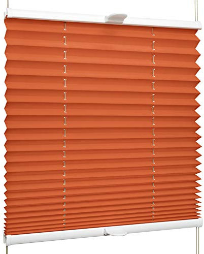 SchattenFreude Klemmfix-Plissee für Fenster | Mit Klemm-Haltern | Ohne Bohren | Orange, Breite: 140cm x Höhe: 150cm