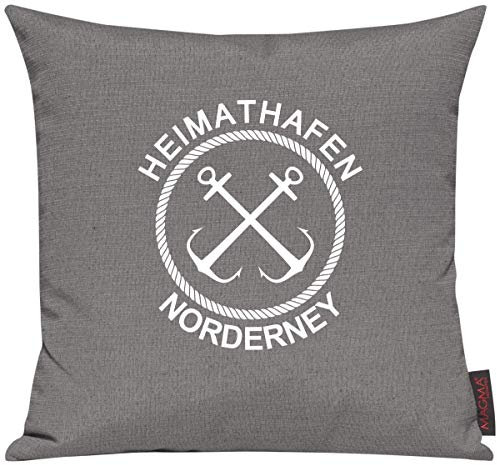 Shirtinstyle Sofakissen Heimathafen Norderney, Kissen, Meer, Heimatort, Stadt, Urlaub, Größe 40 x 40cm, Farbe Grau