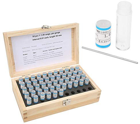 50pcs Pin Gauge,1-1.49mm Plug Pin Gage Set 0.001mm Tolerance Bearing Steel Precision Tool for Electronic Boards Circuit Boards Molds