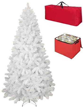 Totò Piccinni Albero di Natale Artificiale NOEL, Folto, Effetto Realistico, Rami a Gancio, Facile Montaggio, PVC, Ignifugo con Borsone (210 cm, Bianco)