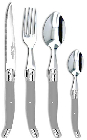Laguiole Production - Ménagère 24 pièces - Set de Couverts de Table Acier INOX et ABS pour 6 Personnes - Présentation Coffret Cadeau - Couleur Noir nacré