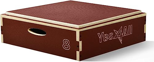 Yes4All UP3S 3 in 1 Plyo Box aus Holz mit rutschfester Oberfläche, 20,3 cm H, Plyometric Box Plattform für Sprungtraining, Sprungkästen für Home Gym Übung und Outdoor Workout, Rot