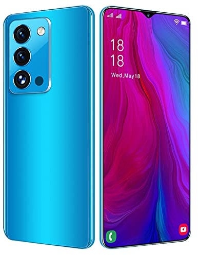 HJFGIRL Rino7 Pro Mobile Phone, SIM-Free Smartphone, 128GB ROM 4GB RAM, Android 10 4G Phone Unlocked, Triple Rear Camera, 6800mAh Battery, 7.0 inch Screen, Face ID, Fingerprint GPS,Blue-UK