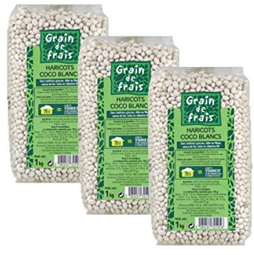 Lot 3x Haricots coco blancs - Grain de Frais - paquet 1kg