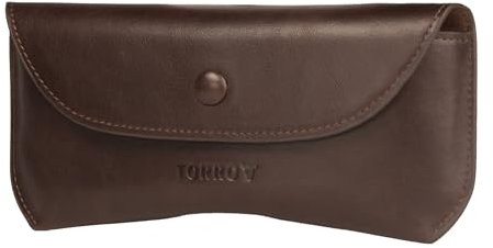 TORRO Custodia Occhiali - Custodia per occhiali/occhiali da sole in vera pelle con fodera in microfibra e supporto per il ponte del naso (Marrone scuro)