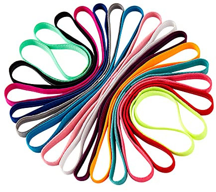 TONITTO 14Pcs Thin Non-Slip Headbands for Women and Men - Slim Elastic Sweat Bands for Sports, Yoga, Football, Running