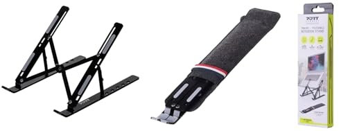 Port Connect Support de Voyage Pliable pour Ordinateur Portable de 10 à 15.6 Pouces et Tablette Pliable Ultra Mince avec Pochette de Transport Noir