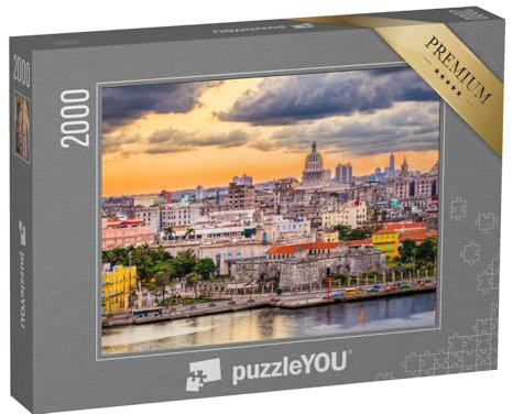puzzleYOU: Puzzle 2000 Teile „Abendliche Skyline von Havanna, Kuba“ – aus der Puzzle-Kollektion Kuba, Havanna, Mittelamerika