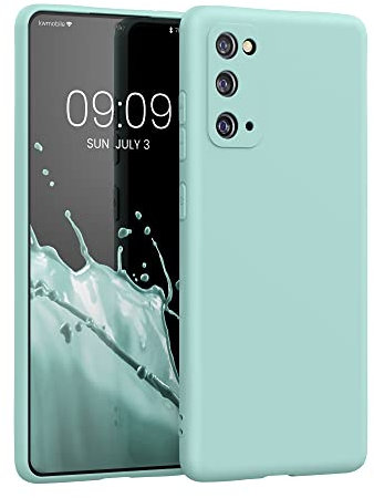kwmobile Hülle kompatibel mit Samsung Galaxy S20 FE Hülle - gummierte TPU Silikon Handyhülle - Schutzhülle für kabelloses Laden - Case in Cool Mint