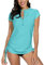 BesserBay Frauen Bademode Surfen Rash Guard UV Shirts Kurzarm Schwimmshirt UPF 50+, Aqua, Gr.- 38 EU/Medium