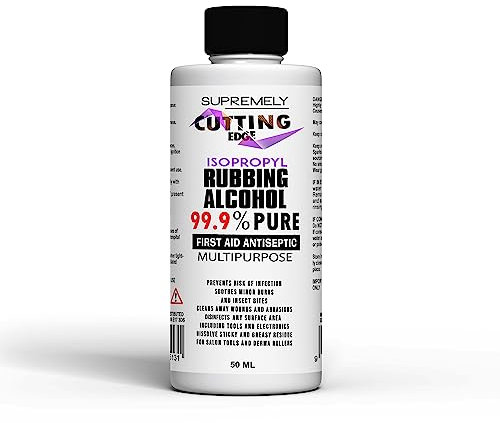 SUPREMELY Isopropyl Rubbing Alcohol 99.9% Multipurpose First Aid Antiseptic Infection Preventor Massaging & Sponge Baths & All Over Cleaner Disinfectant (50ML with Cap)