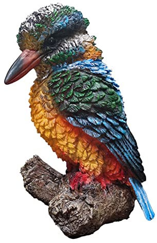 LTJXL Garten Vogel Skulptur Simulierter Eisvogel Lachender Vogel Kunstharz Handwerk Kreativ deko für Draußen Garten Balkon Veranda Wohnzimmer,Kingfisher