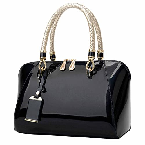FiveloveTwo Handtaschen für Damen Umhängetasche Henkeltaschen Glänzendes Paten-PU-Leder Schultertaschen Handbag Shopper Purse