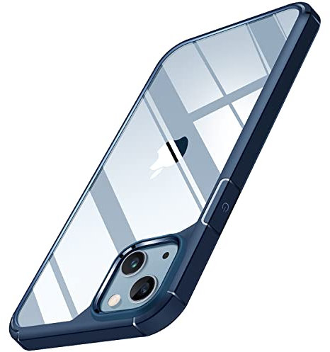 TENDLIN Cover iPhone 14 Plus Trasparente Rigida PC Retro, Custodia Protezione Paraurti in TPU Morbido Antiurto Compatibile con iPhone 14 Plus - Blu