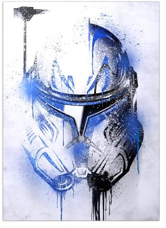 Displate Star Wars Metal Poster Magnetische Befestigung Offiziell Lizenziert Bilder Helmets Graffiti - Captain Rex Graffitti Helmet Poster Größe 67,5x48cm
