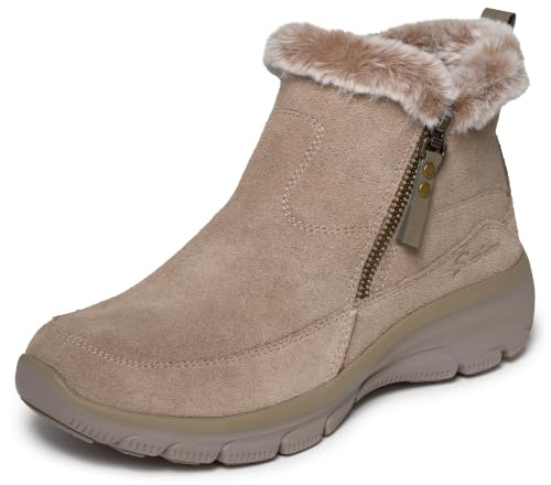 Skechers Damen Easy Going Cool Zip!Stiefelette | Lockere Passform, luftgekühlter Memory-Schaum, Kunstfellfutter, seitlicher Reißverschluss, wasser- und schmutzabweisend